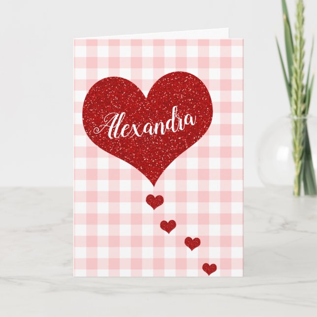 Happy Valentine's Day Individuelle Name Feiertagskarte (Vorderseite)