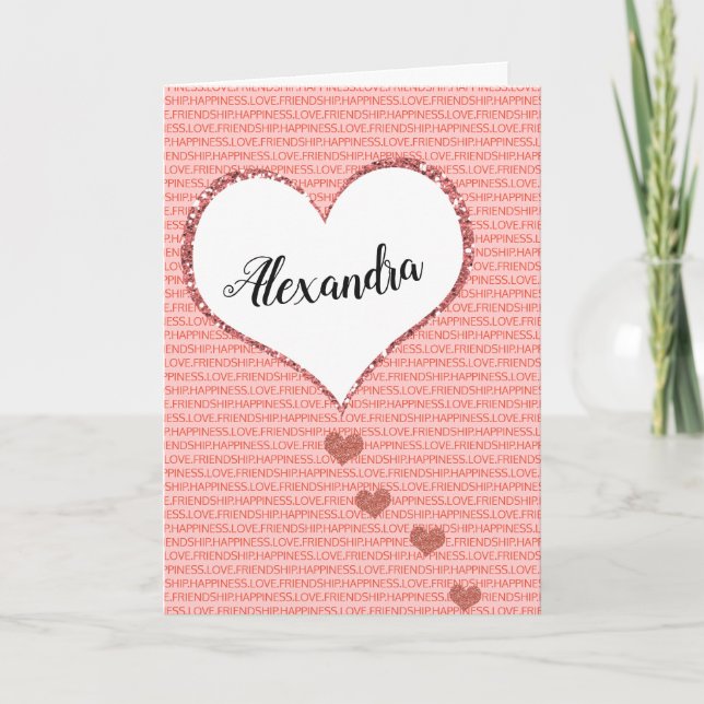 Happy Valentine's Day Individuelle Name Feiertagskarte (Vorderseite)