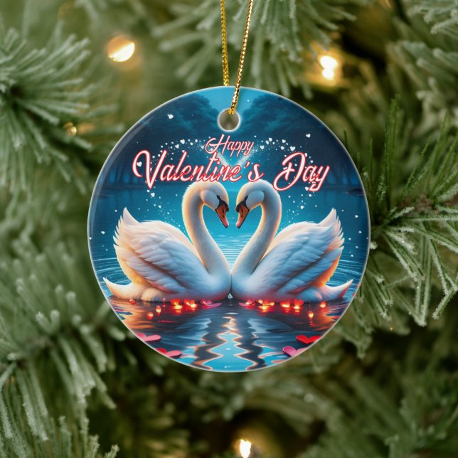 Happy Valentine's Day Keramik Ornament (Baum)