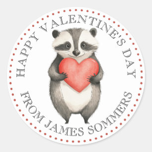 Happy Valentine's Day Kid's Animal Heart Runder Aufkleber