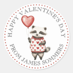 Happy Valentine's Day Kid's Animal Heart Runder Aufkleber