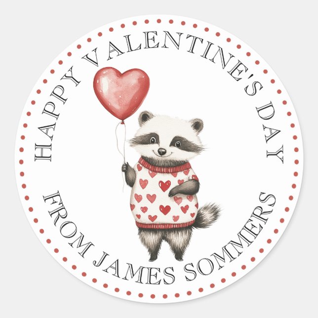 Happy Valentine's Day Kid's Animal Heart Runder Aufkleber (Vorderseite)