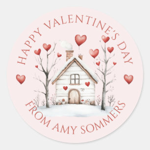 Happy Valentine's Day Kid's Wasserfarbe Runder Aufkleber