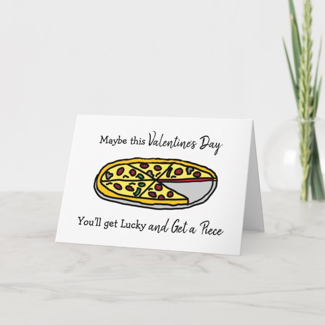 Happy Valentine's Day Kokett Pizza Pun Karte (Vorderseite)