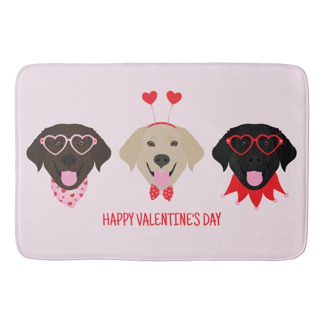 Happy Valentines Day Labrador Retriever Hunde Badematte (Vorderseite)