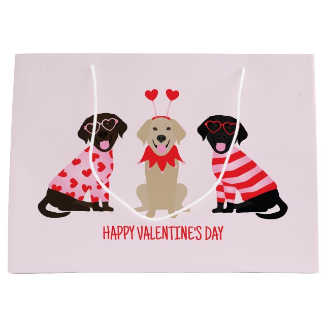 Happy Valentines Day Labrador Retriever Hunde Große Geschenktüte (Vorderseite)