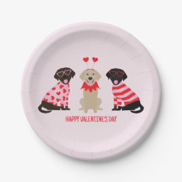 Happy Valentines Day Labrador Retriever Hunde Pappteller