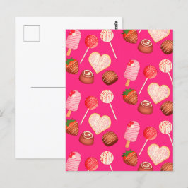Happy Valentine's Day Leckereien und Candy Muster Postkarte
