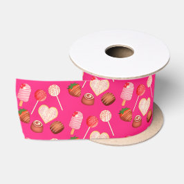 Happy Valentine's Day Leckereien und Candy Muster Satinband