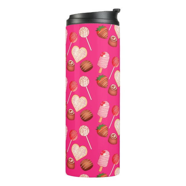 Happy Valentine's Day Leckereien und Candy Muster Thermosbecher (Nach links gedreht)