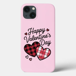 Happy Valentines Day Leopard Karierte Liebe Herz Case-Mate iPhone Hülle