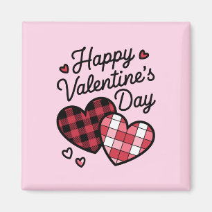 Happy Valentines Day Leopard Karierte Liebe Herz Magnet