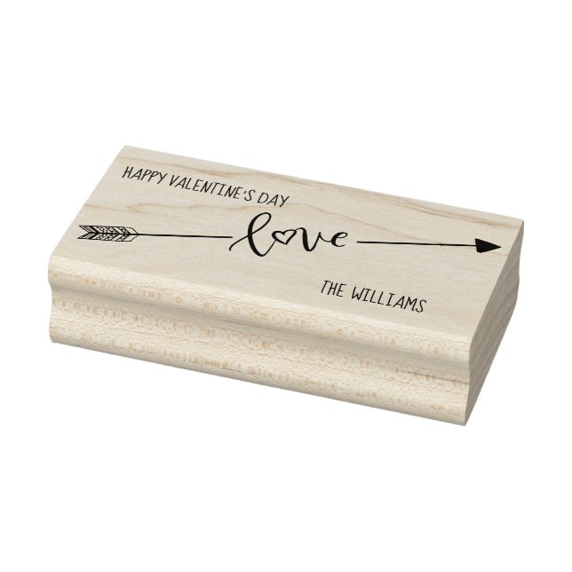 Happy Valentine's Day Liebe Arrow Personalisiert Gummistempel (Stempel)