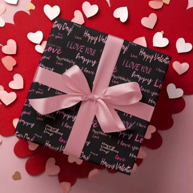 Happy Valentine's Day Liebe Script Geschenk Geschenkpapier (Von Creator hochgeladen)