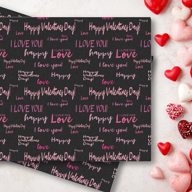 Happy Valentine's Day Liebe Script Geschenk Seidenpapier (Von Creator hochgeladen)