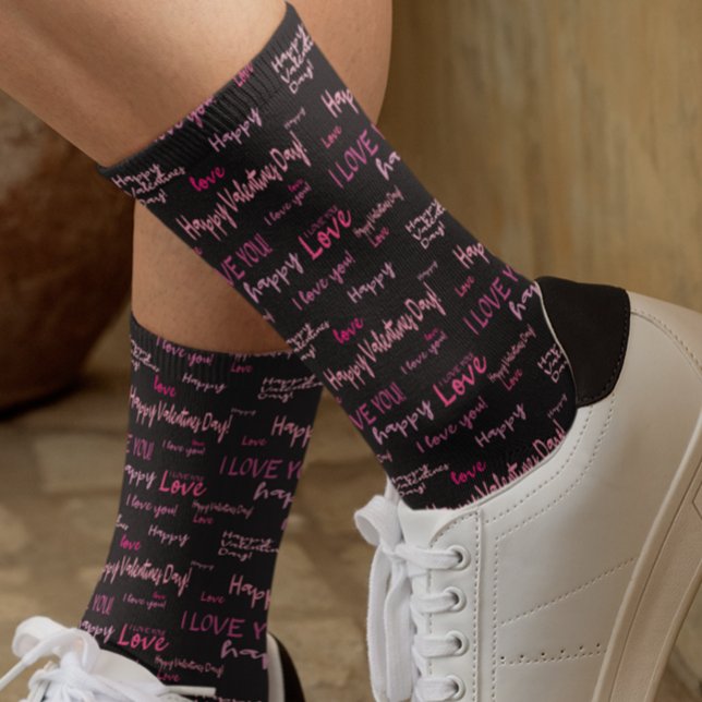 Happy Valentine's Day Liebe Script Geschenk Socken (Von Creator hochgeladen)