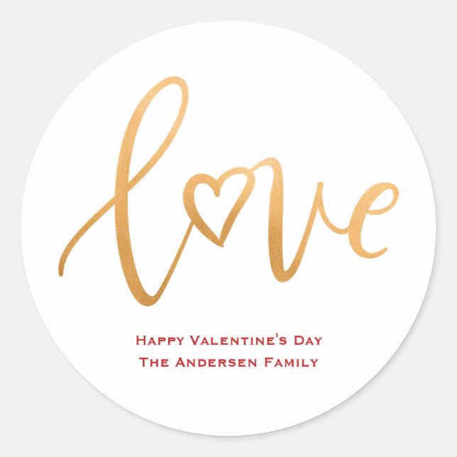Happy Valentine's Day Liebe Script Holiday Runder Aufkleber (Vorderseite)