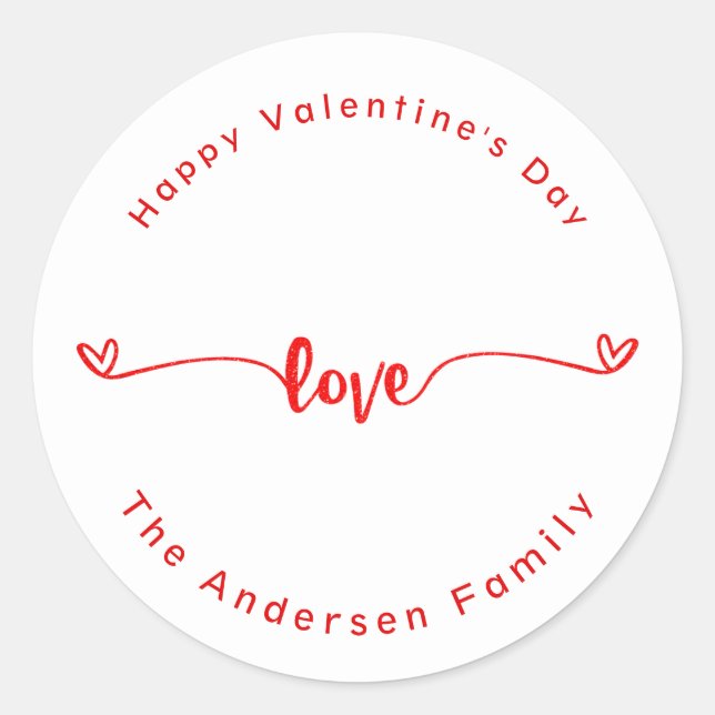 Happy Valentine's Day Liebe Script Holiday Runder Aufkleber (Vorderseite)