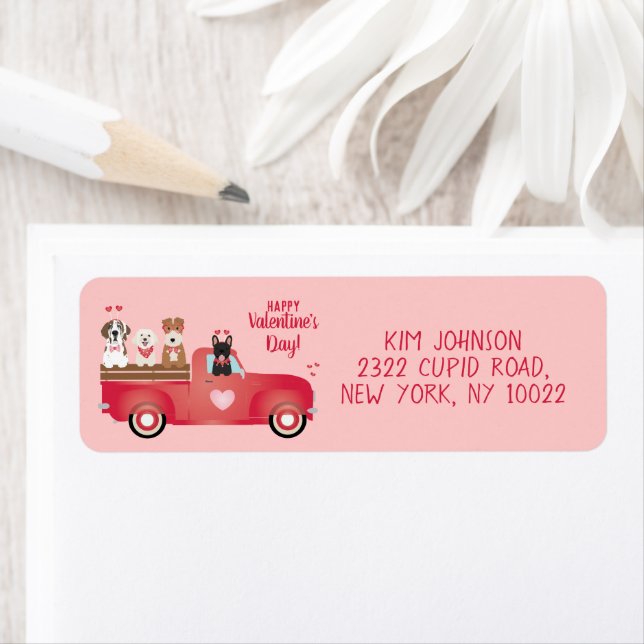 Happy Valentines Day Lieferwagen LKW Liebe Hunde (Insitu)