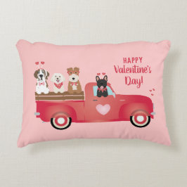 Happy Valentines Day Lieferwagen LKW Liebe Hunde Dekokissen