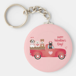 Happy Valentines Day Lieferwagen LKW Liebe Hunde Schlüsselanhänger