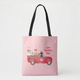 Happy Valentines Day Lieferwagen LKW Liebe Hunde Tasche
