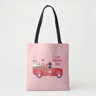 Happy Valentines Day Lieferwagen LKW Liebe Hunde Tasche