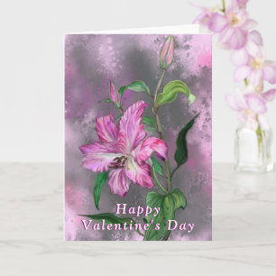 Happy Valentine's Day - Lila Pink Lily Blume Karte