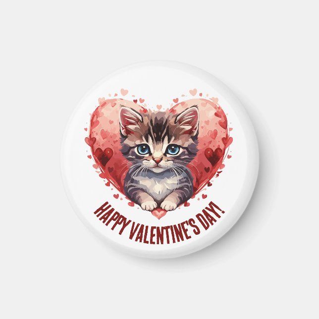 Happy Valentine's Day Little Kitten witn Herz Magnet (Vorne)