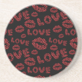 Happy Valentine's Day Love Elegant Red &Black Getränkeuntersetzer