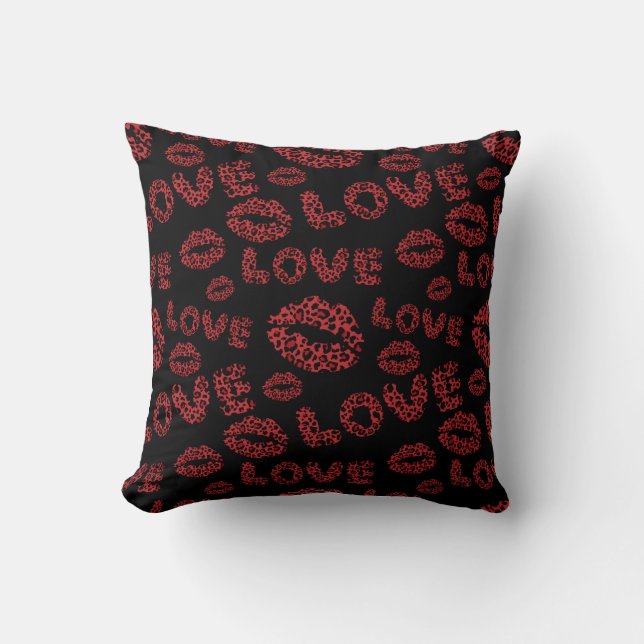 Happy Valentine's Day Love Elegant Red &Black Kissen (Vorderseite)