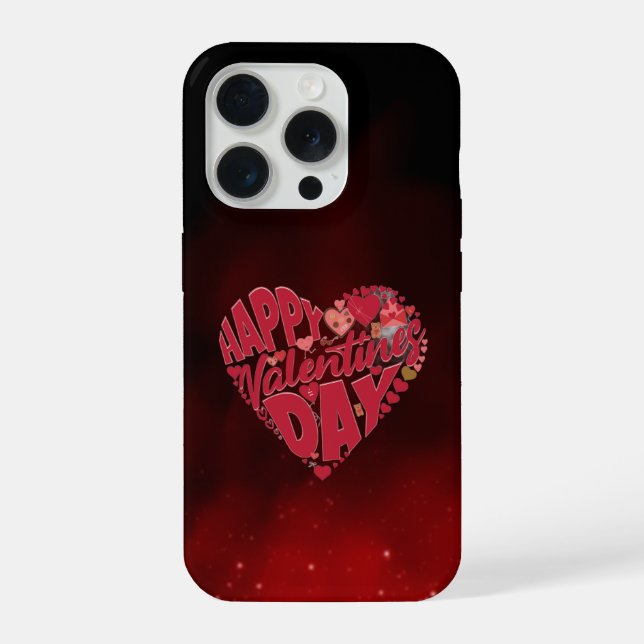 Happy Valentine's Day Love Heart iPhone 15 Pro Hülle (Rückseite)