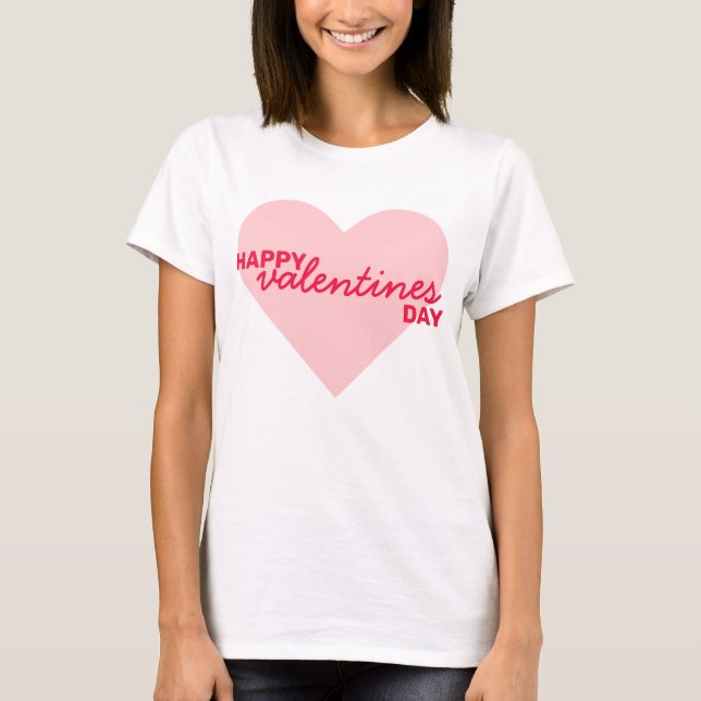 Happy Valentine's Day | Love Heart Modern Trendy T-Shirt (Vorderseite)