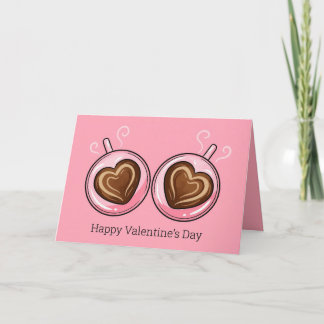 Happy Valentines Day Love Romance Heart Shaped Cup Feiertagskarte