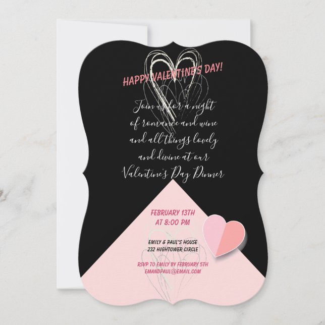 Happy Valentine's Day Lovely Elegant Einladung (Vorderseite)
