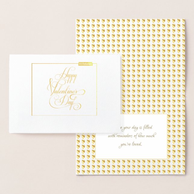 Happy Valentine's Day Lovely Elegant Luxury Gold Folienkarte (Anzeige)