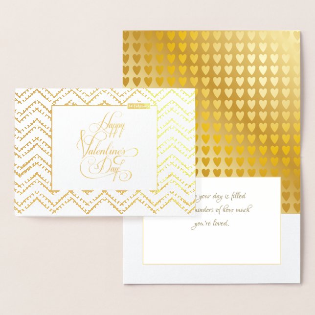 Happy Valentine's Day Lovely Elegant Luxury Gold Folienkarte (Anzeige)