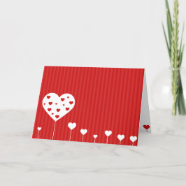 Happy Valentine's Day Lovely Red White Hearts Feiertagskarte