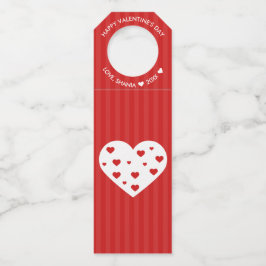 Happy Valentine's Day Lovely Red White Hearts Flaschenanhänger