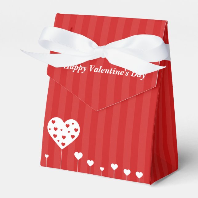 Happy Valentine's Day Lovely Red White Hearts Geschenkschachtel (Vorderseite)