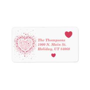 Happy Valentine's Day Mailing Rückkehr Herz Labels Adressaufkleber