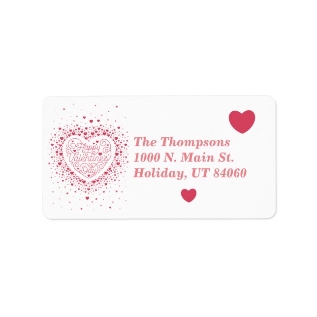 Happy Valentine's Day Mailing Rückkehr Herz Labels Adressaufkleber (Vorne)