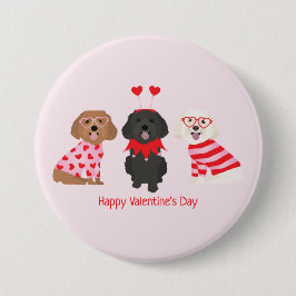Happy Valentines Day Maltipoo Hunde Button