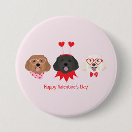 Happy Valentines Day Maltipoo Hunde Button