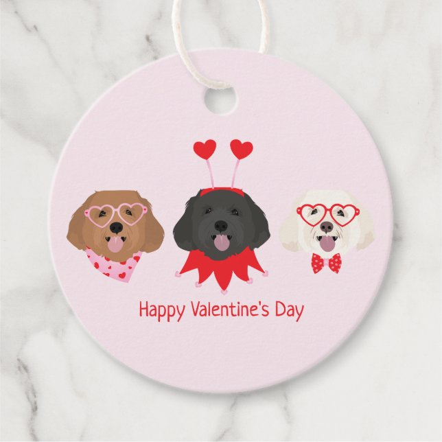 Happy Valentines Day Maltipoo Hunde Geschenkanhänger (Vorderseite)
