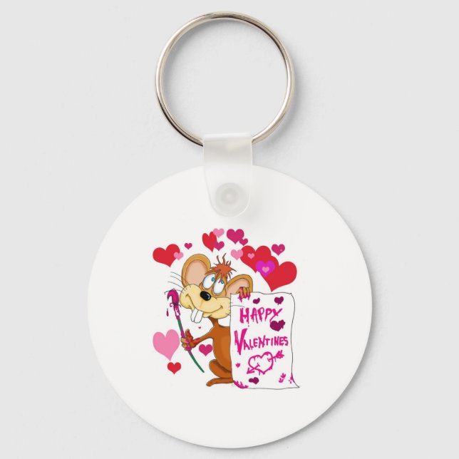 Happy Valentines Day Maus Schlüsselanhänger (Vorderseite)