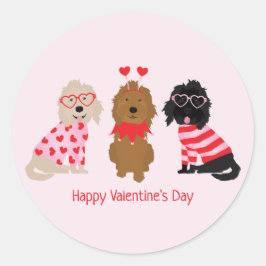 Happy Valentines Day Mini Goldendoodle Hunde Runder Aufkleber