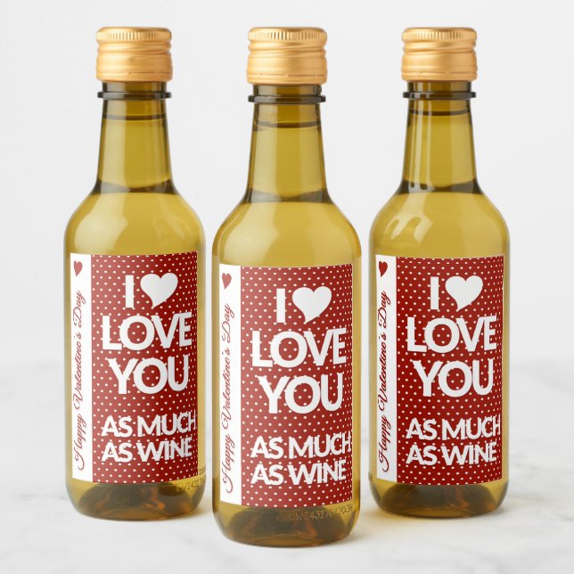 Happy Valentine's Day Mini Wine Label Set Weinetikett (Flaschen)