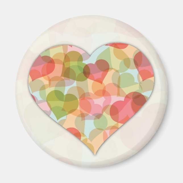 Happy Valentines Day mit bunten Herzen Magnet (Vorne)