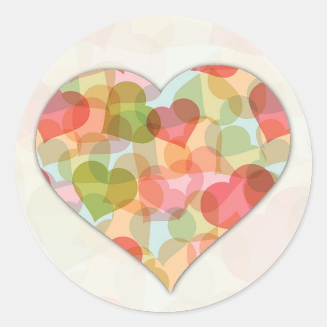 Happy Valentines Day mit bunten Herzen Runder Aufkleber (Vorderseite)